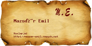Mazsár Emil névjegykártya